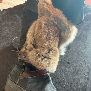 Black boots with rabbit fur & adjustable straps